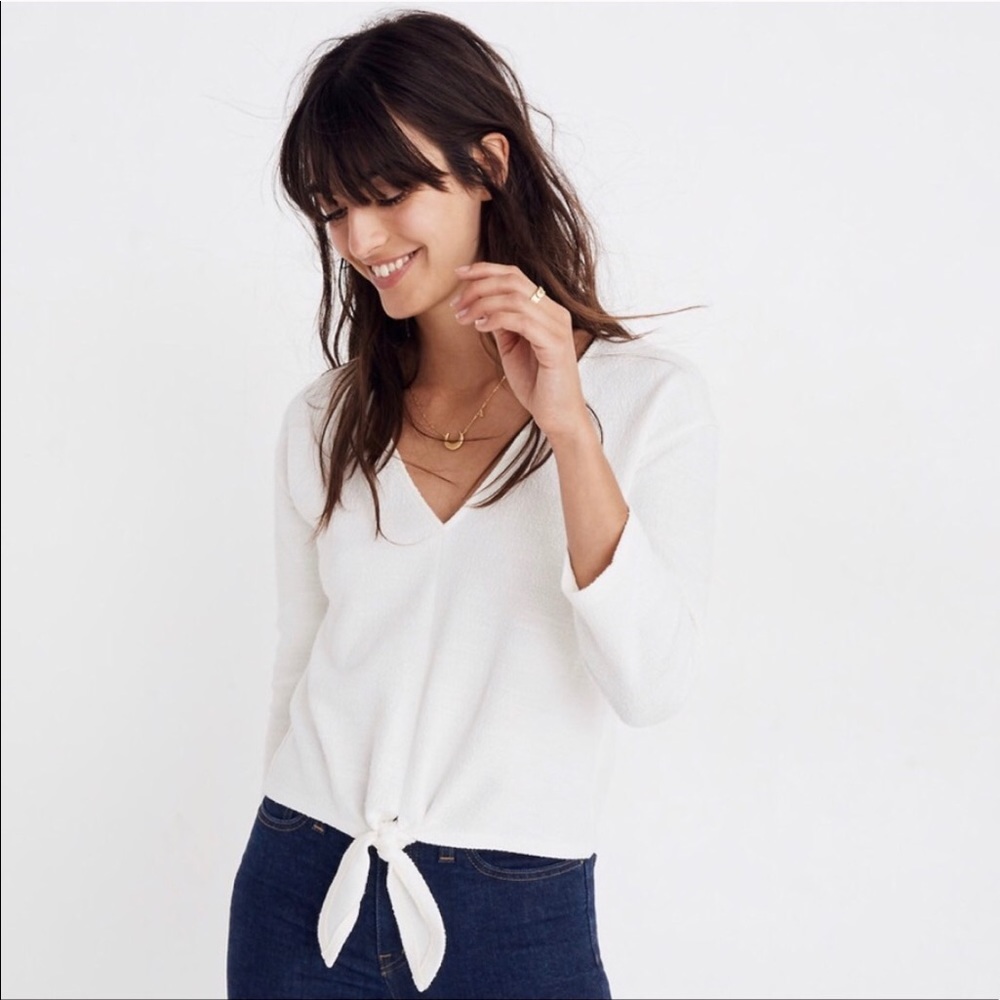 Madewell textured tie front top